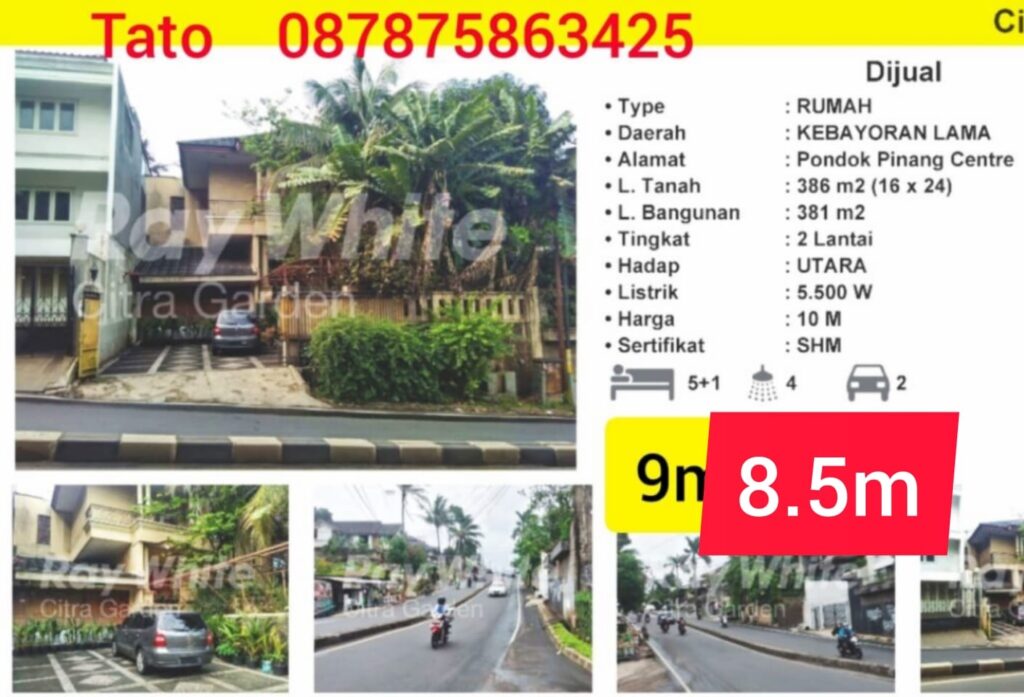 Jual Cepat Untuk Usaha Rumah jalan Deplu Pondok Indah 087875863425